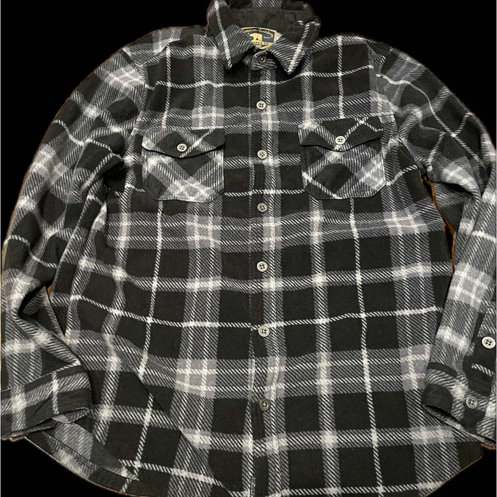Clothing: Flannel color:black and white very comfy and, able to wear anywhere